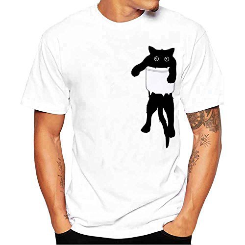 Fashion Camisetas Hombre Lanskirt Camisas de Manga Corta con Cuello Redondo y Estampado