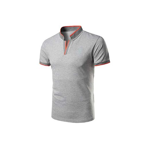 BHYDRY Camiseta Hombre Casual para Hombres de pie Cuello Juvenil de Manga