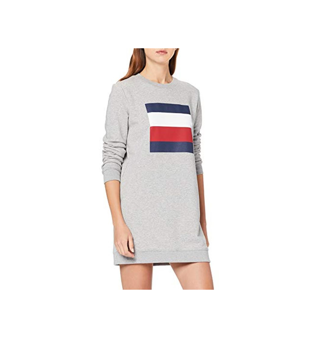Social Tommy Hilfiger Cora C-nk Sweatdress LS Vestido, Gris
