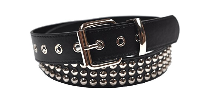 Social foolsGold 3 hileras con clavos cónicos Correa en negro - XL -
