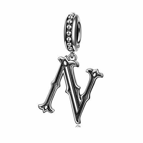 NINAQUEEN Charm Encaja con Pandora Letra N Alfabeto Regalos Mujer Originales Plata