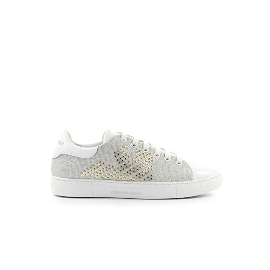 Social Zapatilla Piel Blanca Tachuelas Oro Emporio Armani 38 SS 2020