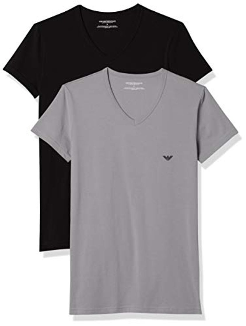 Social Emporio Armani CC717-111512, Camiseta para Hombre, Pack de 2, Multicolor