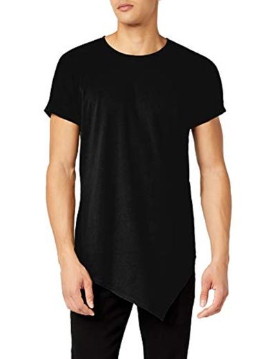 Urban Classics Asymetric Long tee Camiseta, Negro