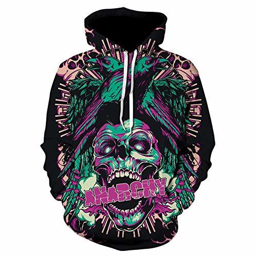 Productos Cráneo 3D impresión Digital Pullover Sweater Trend Hombres Sudadera con Capucha