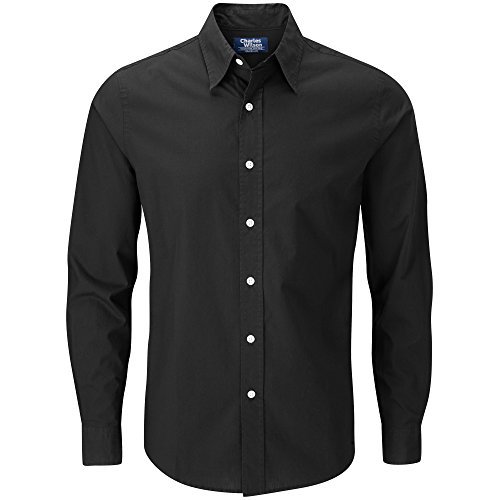 Moda Charles Wilson Camisa Manga Larga Popelina Lisa para Hombre