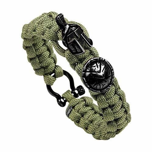 WDAIJY Pulsera Mujer，Supervivencia Al Aire Libre Hombres Pulsera Guerrero Casco Paraguas Pulseira