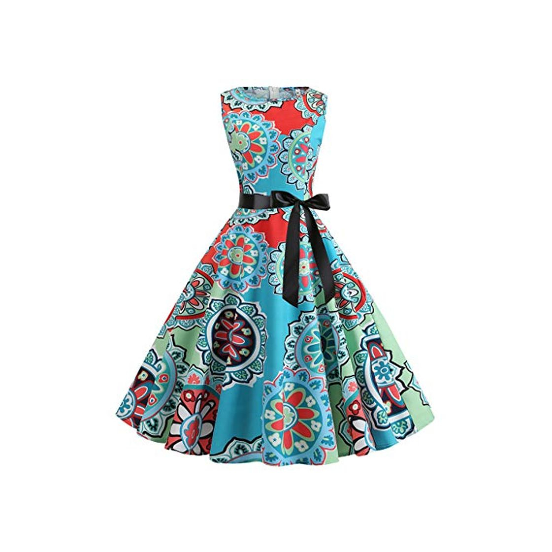 Social Auifor Vestido Retro de Fiesta de Noche con Estampado de Cuello Retro