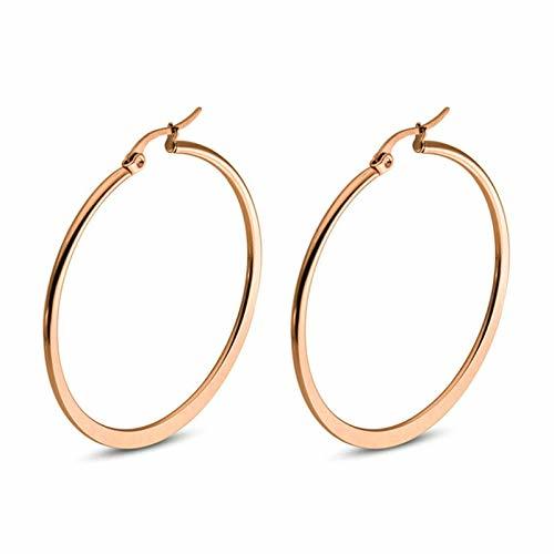 Place Aooaz 1 par pendientes acero 2MM x 40MM Oro rosa pendientes goticos