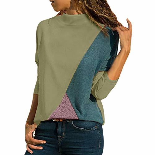 Social ZODOF Mujer Sudaderas Manga Larga Bloque de Color Blusa Casual Sudadera Camiseta