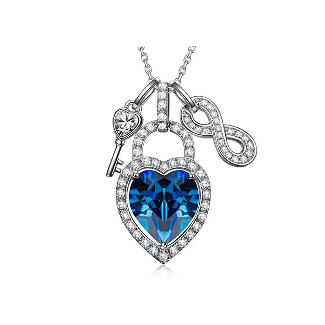 Product Alex Perry Regalo 925 Plata Collar Mujeres Colgantes Cristales Swarovski Bloquear Azul Joyería para Elle Su Madre Amante Cumpleaños Aniversario