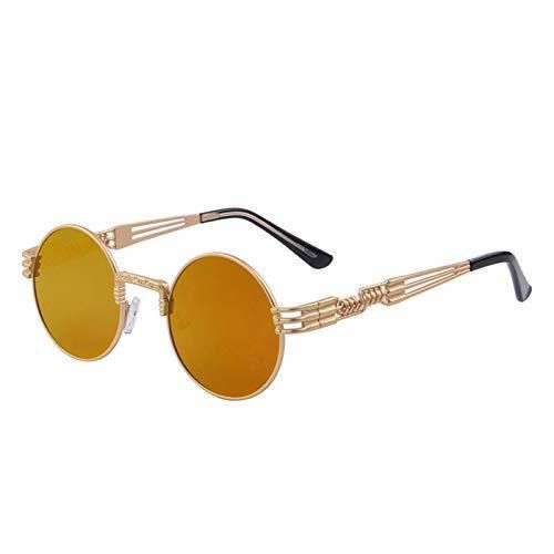 Daawqee Women Steampunk Sunglasses Men Retro Round Sunglasses Metal Sun Glasses Men