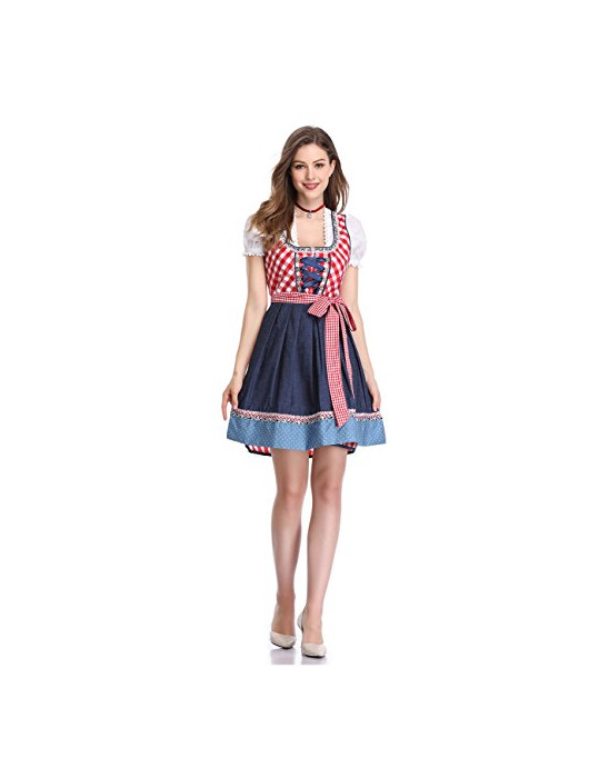 Productos KOJOOIN Vestido Dirndl Trachten de Bávara Oktoberfest 3 Pieces Manga Corta Vestido