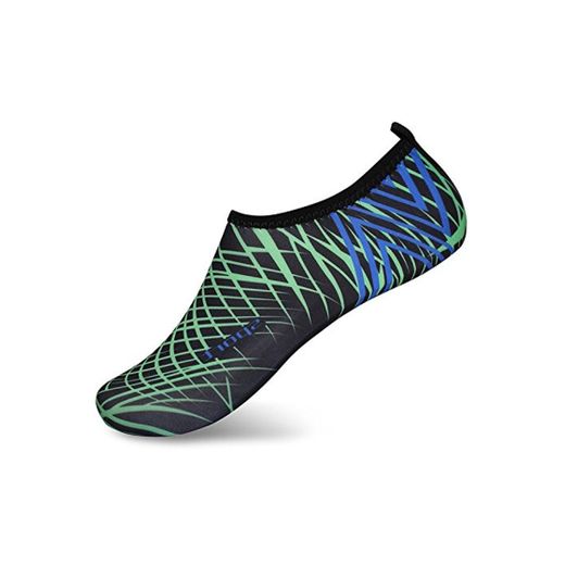 L-RUN Unisex Deportes acuáticos Flexibles Zapatos Piel Aqua Socks Negro Verde S