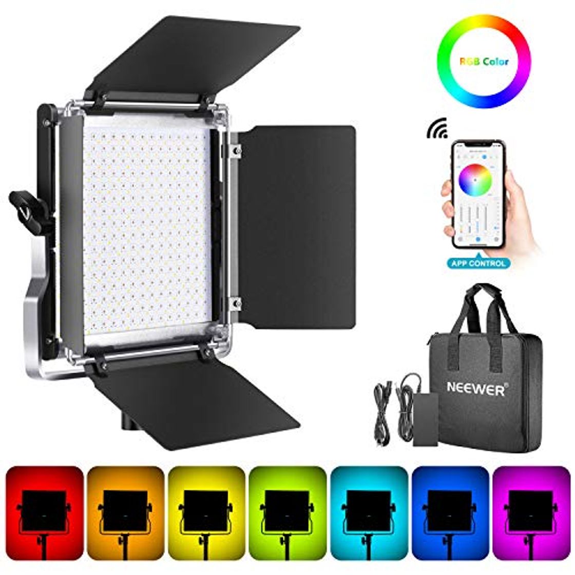 Product Neewer 530 RGB Luz LED con Control Aplicación, 528 SMD LED CRI95