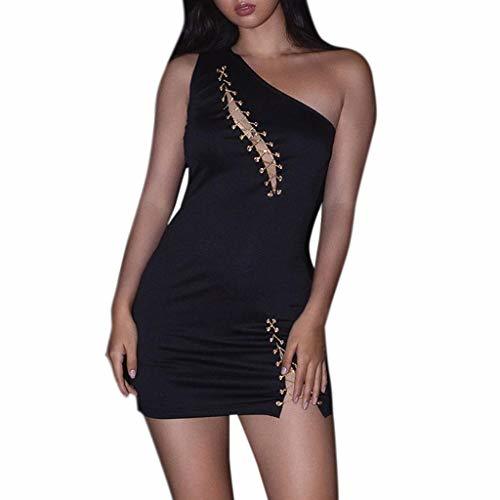 Product SHOBDW Vestidos Mujer Regalo Vacaciones Moda Sexy Hueco Un Hombro Mini Vestido