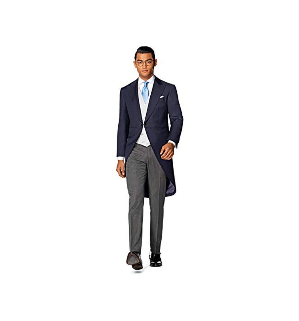 Social UMISS Hombre Tailcoat Traje de 3 Piezas Chaqueta de Oficina de Corte clásico Conjunto de Chaleco y pantalón a Rayas