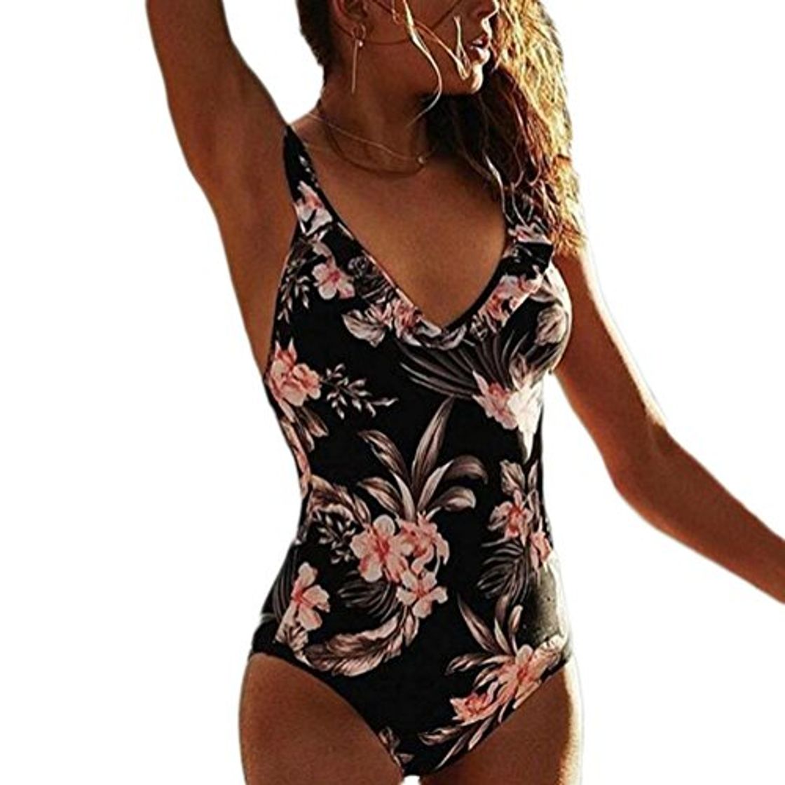 Moda SUIWO Baño Mujeres Cabestro Bikini de Talle Alto de una Pieza