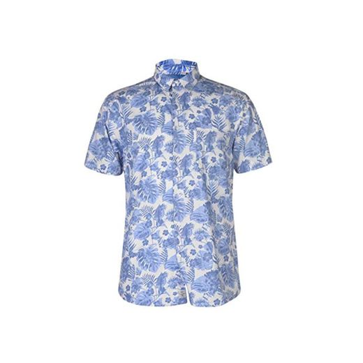 Pierre Cardin - Camisa floral de manga corta para hombre Blanc