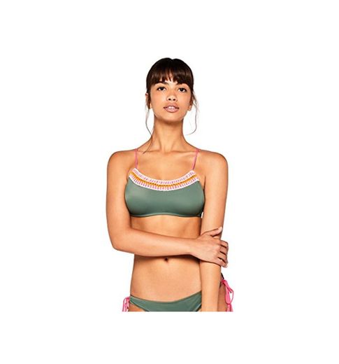 Marca Amazon - IRIS & LILLY Top de Bikini Crochet Mujer, Verde