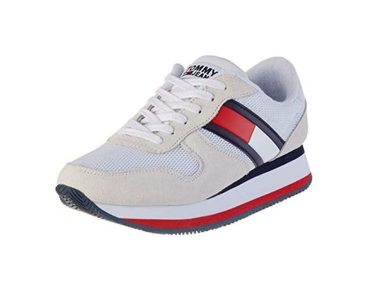 Tommy Hilfiger Flatform Runner Colour Sneaker, Zapatillas para Mujer, Rojo