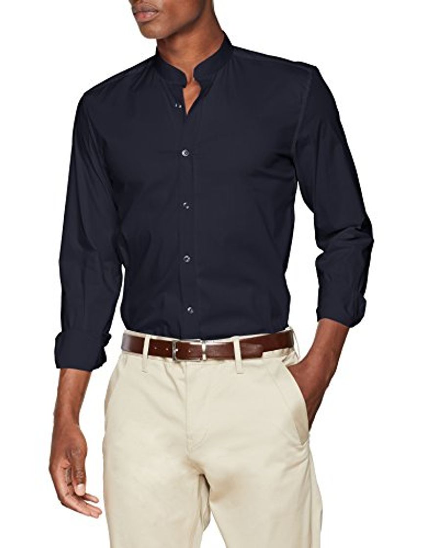 Social Antony Morato Camicia Manica Lunga Collo Coreano Camisa Casual, Azul