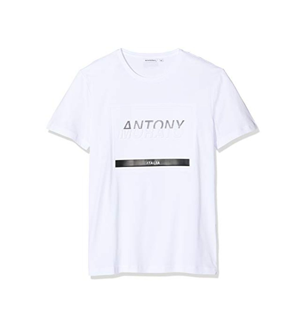 Social Antony Morato T-Shirt con Stampa Embossed Camiseta de Tirantes, Blanco