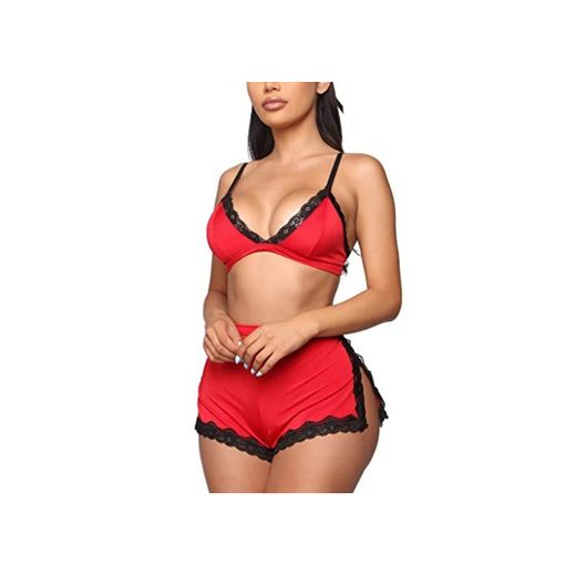 riou Sexy lencería Sujetador Strappy Encaje Vendaje de Hollow Camisón Corto Sexy u Elegante & Ropa Interior Mujer Sexy Conjuntos Ropa Erótica de Encaje Camisones de Dormir