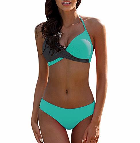 Moda Bikini Push Up Halter Mujer Trajes de Baño de Dos Piezas Biquini