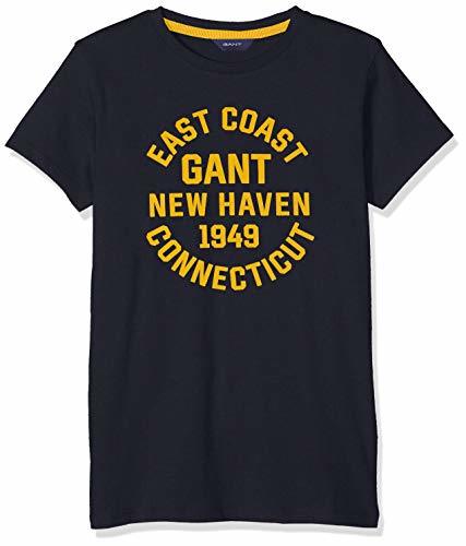 Place Gant D1 Collegiate Print SS T-SH Camiseta, Azul