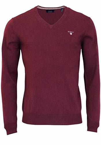 Lugar GANT Hombre Jersey Cotton lana Cuello En V Vino