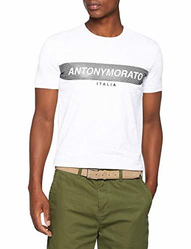 Fashion Antony Morato T-Shirt con Stampa Embossed Camiseta de Tirantes, Blanco