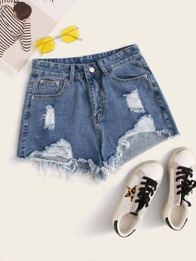 🔥Ripped Raw Hem Denim Shorts🔥