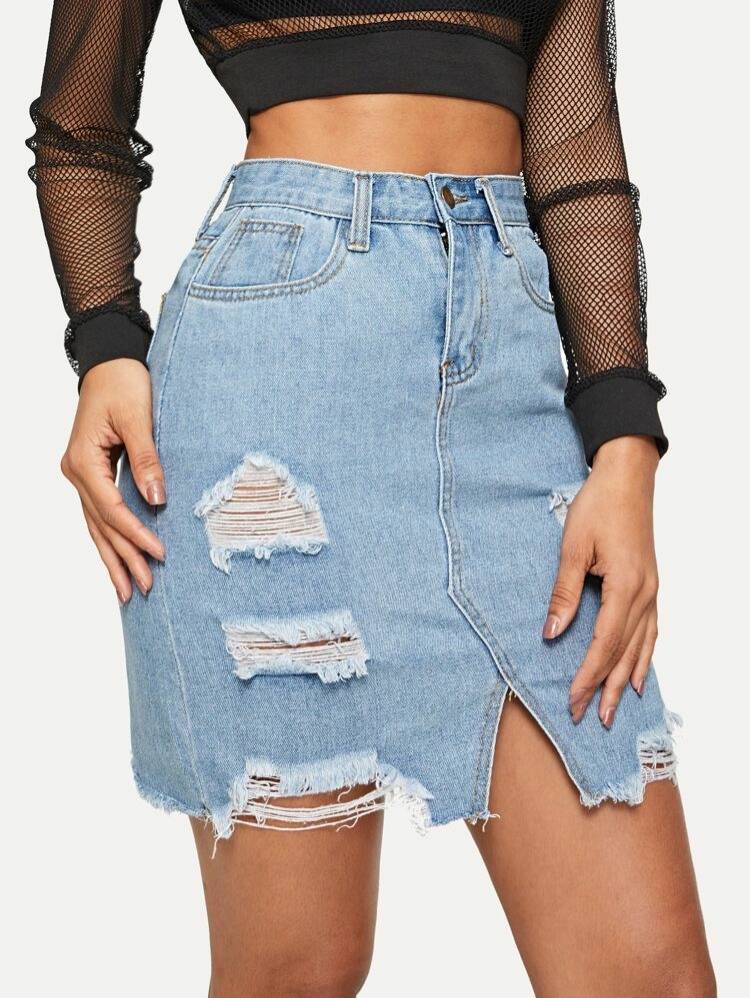 Social Saia ganga casual Raw Hem 💙
