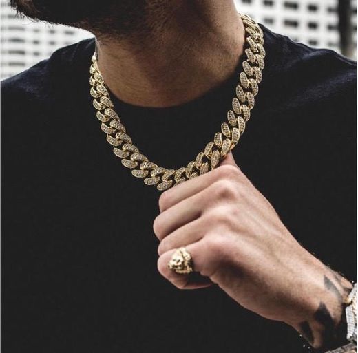 Diamond Cuban Link Choker (19mm) in Yellow Gold