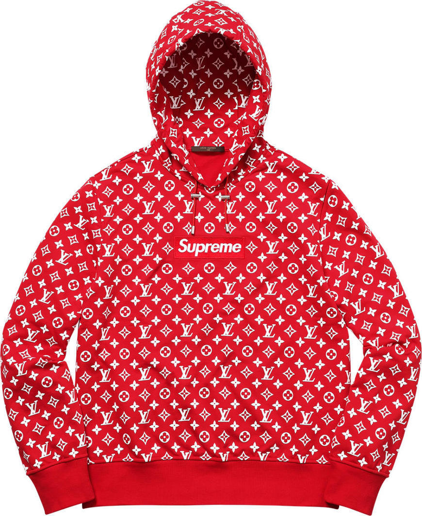 Social Supreme x Louis Vuitton Box Logo Hooded Sweatshirt Red 