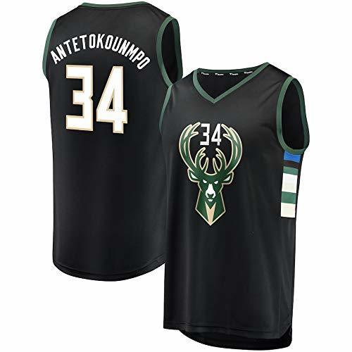 Social CspJersp Hombre Tejido Bordado Bucks de Antetokounmpo Jersey de Adulto 34