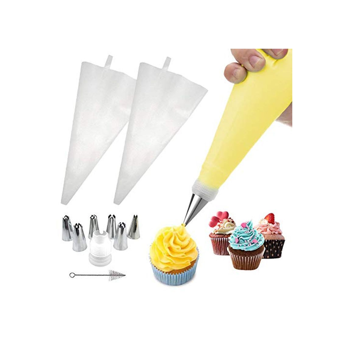 Social Manga pastelera de silicona y juego de decoración de tartas