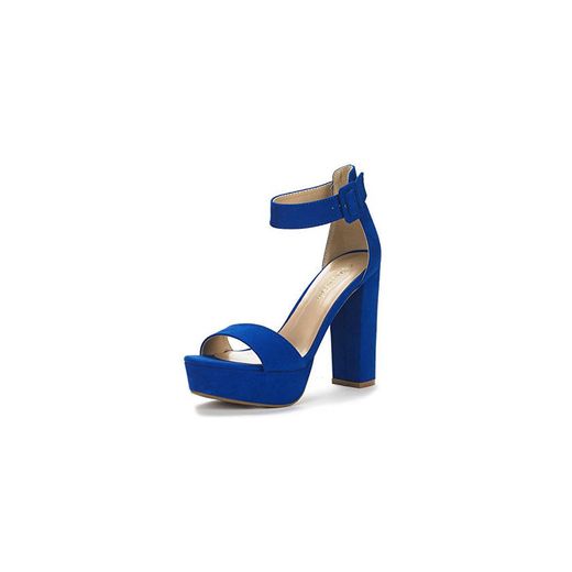 Dream Pairs Hi-Lo Sandalias de Tacón Alto Pump Plataforma para Mujer Azul