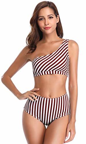 Product Bikini Halter Push Up Triangulo sin Tirantes Mujer con Relleno Rayas Flores