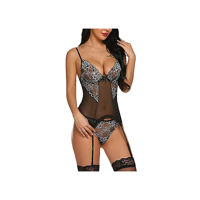 Social UMIPUBO Mujer Ropa Interior Ropa de Dormir Conjunto Sexy Lencería Escotado por