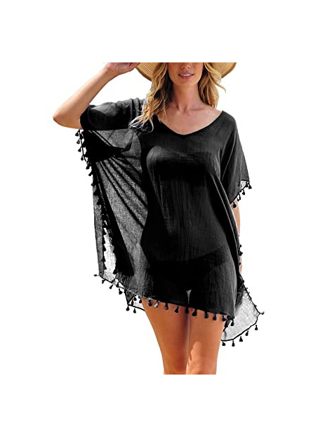 Social UMIPUBO Mujer Ropa de Baño Suelto Vestido de Playa Borla Verano Camisolas
