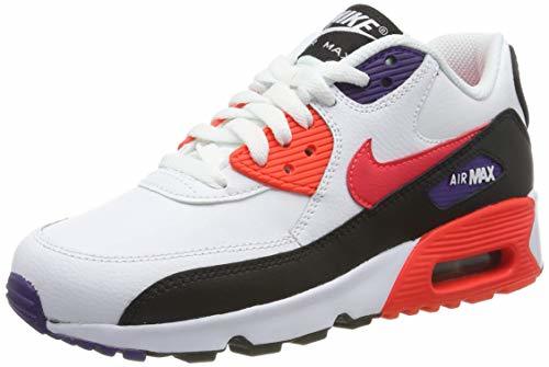 Moda Nike Air MAX 90 Leather, Zapatillas para Niños, Blanco