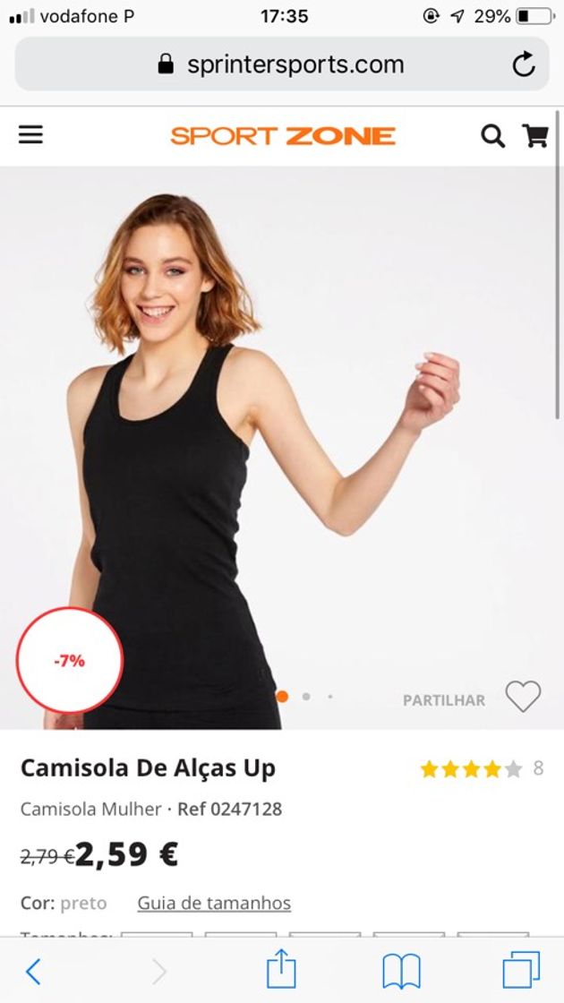 Productos Camisola de alças up