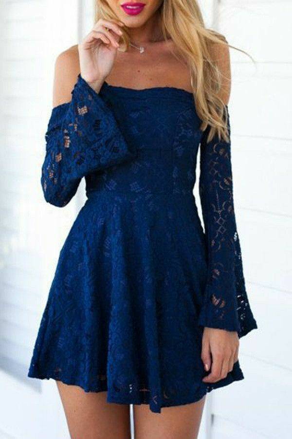 Product Blue Lace Homecoming Dress