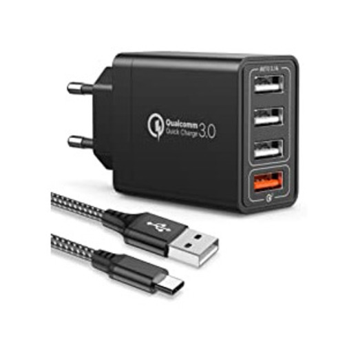 JOOMFEEN Quick Charge 3.0 Cargador USB de Pared con Cable USB Tipo