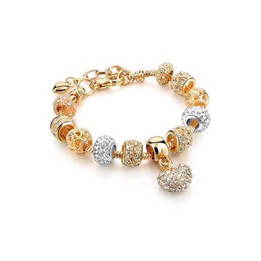 Nobrand Pulseras Cristal Corazón Encanto Pulseras Y Brazaletes De Oro Brazaletes para Mujeres Joyería Pulseira Feminina