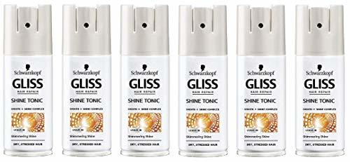 Belleza 6 x Schwarzkopf Gliss Shine & Reparación Tonic Cabello 100 ml