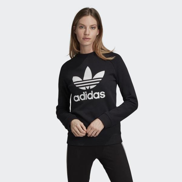 Moda adidas Sweatshirt Gola Redonda Trefoil - Preto | adidas Portugal