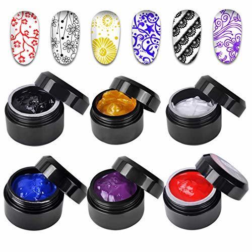 Beauty Biutee 6 pcs Esmalte para Stamping 8ml Seca por Secador Uñas No